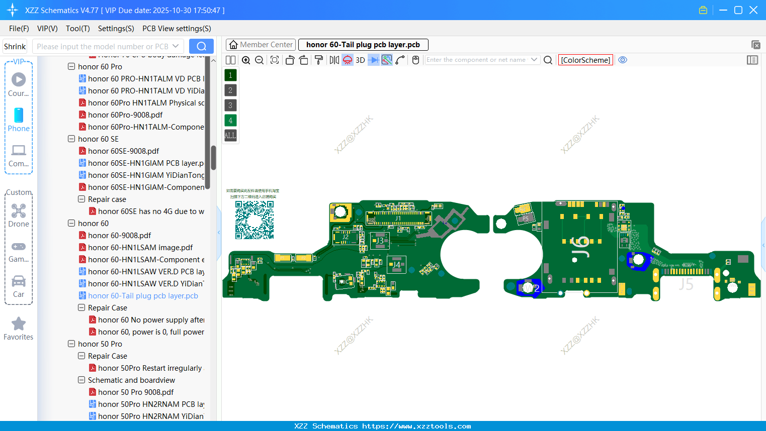 Honor 60-Tail Plug Pcb Layer